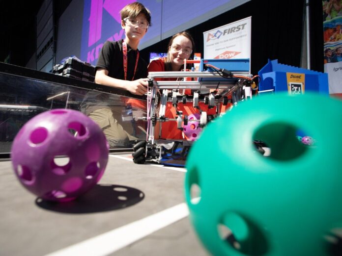 International high school students taking part in robotics competition at KDays